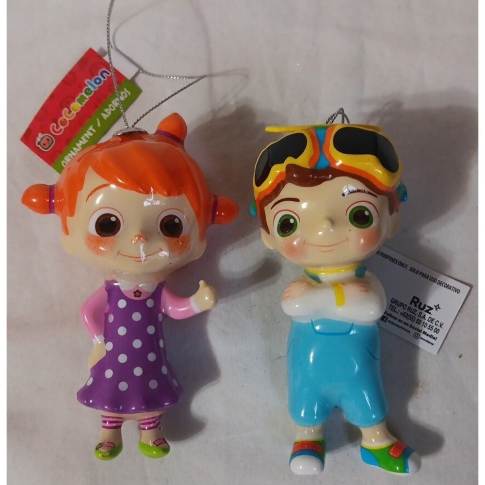 Cocomelon Ornaments TomTom Boy YoYo Girl 4" Ruz Plastic Moonbug Entertainment